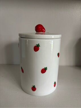 New Sunday morning ceramic strawberry canister